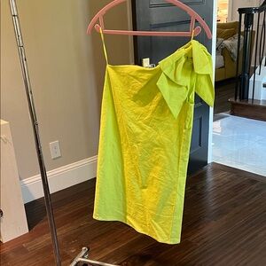 GB girls Neon Lime One-Shoulder Dress with Bow